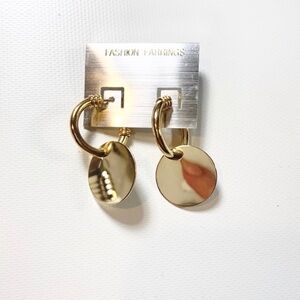 Gold Round Earrings New With Tags NWT
